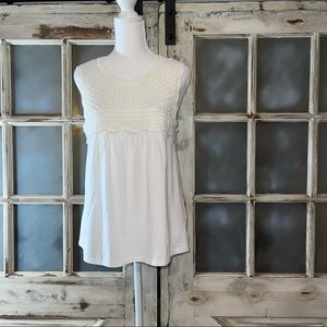 LOFT NWT sleeveless crochet top white sz small